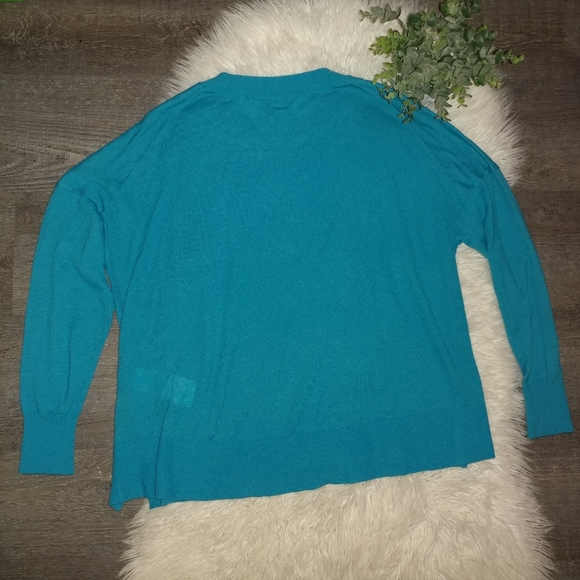 Maje Drop Shoulder Blue Cashmere Sweater - Picture 4 of 10